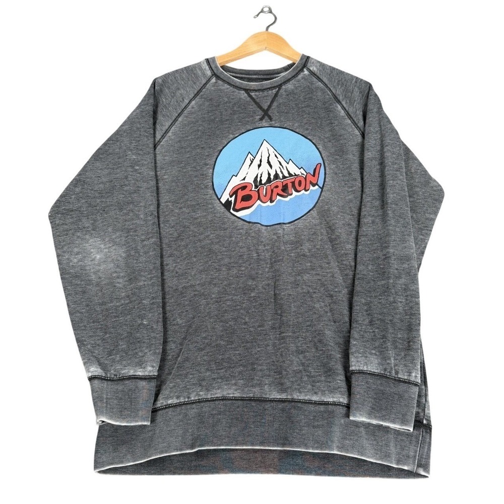 Burton Crewneck Sweatshirt Gray Graphic Logo Pullover‎ Men's Medium Snowboard